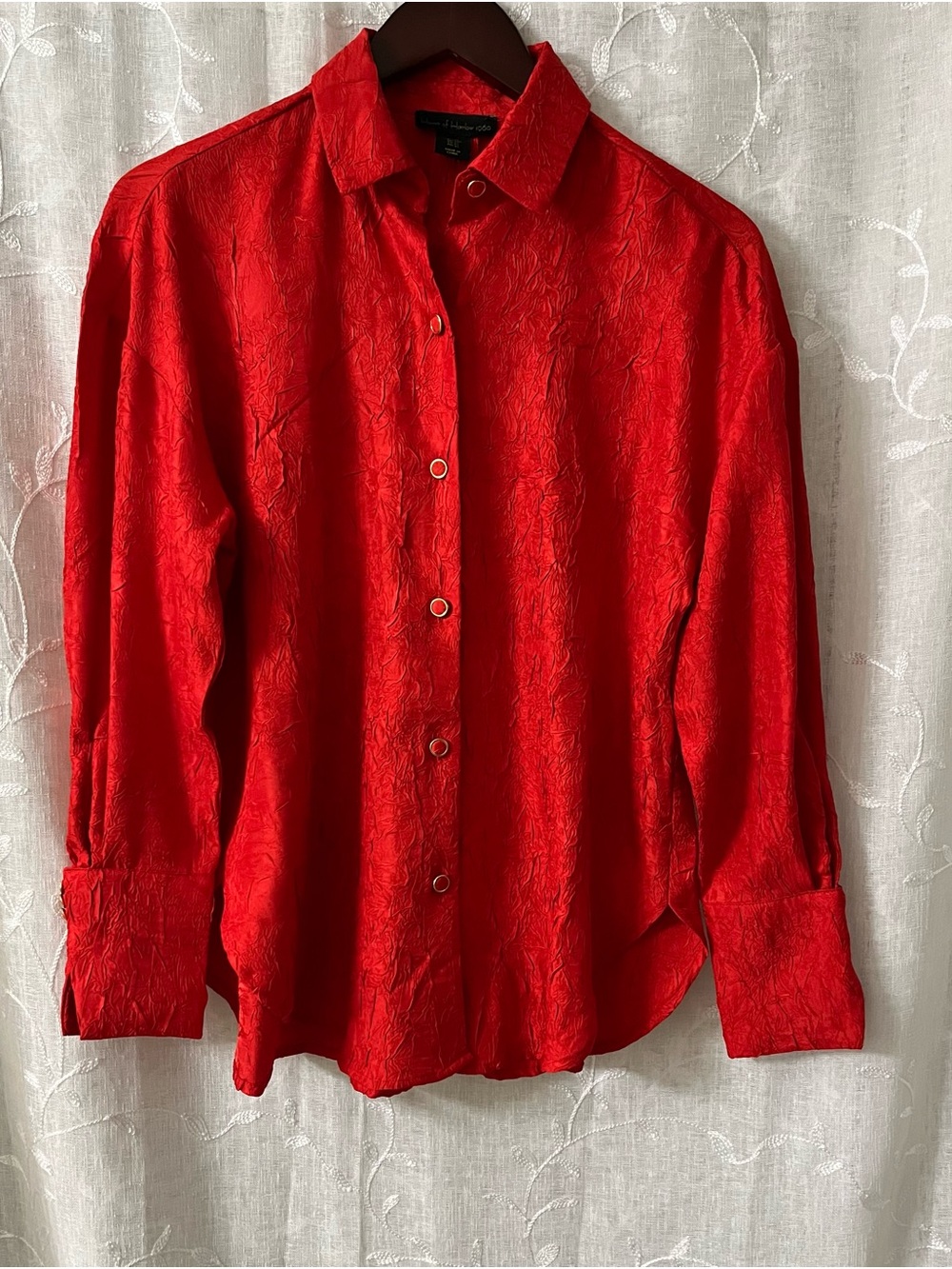 House of Harlow 1960 Red Textured Button-Up Blouse Size XS/S/M